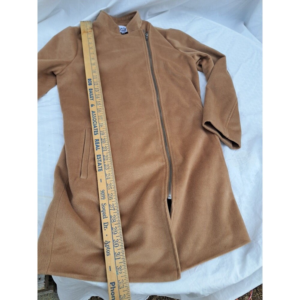 Jack By BB Dakota Womens Long Coat Jacket Asymmetrical Full Zip Tan SOFT M - Picture 6 of 7